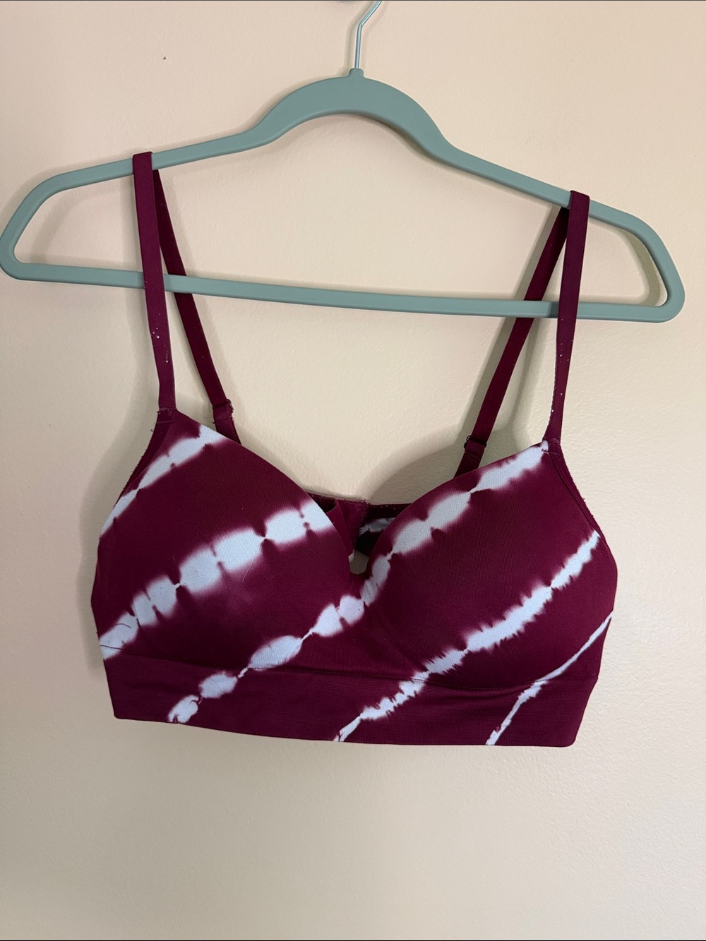 No Boundaries Burgundy and White Tie-Dye Wireless Bralette